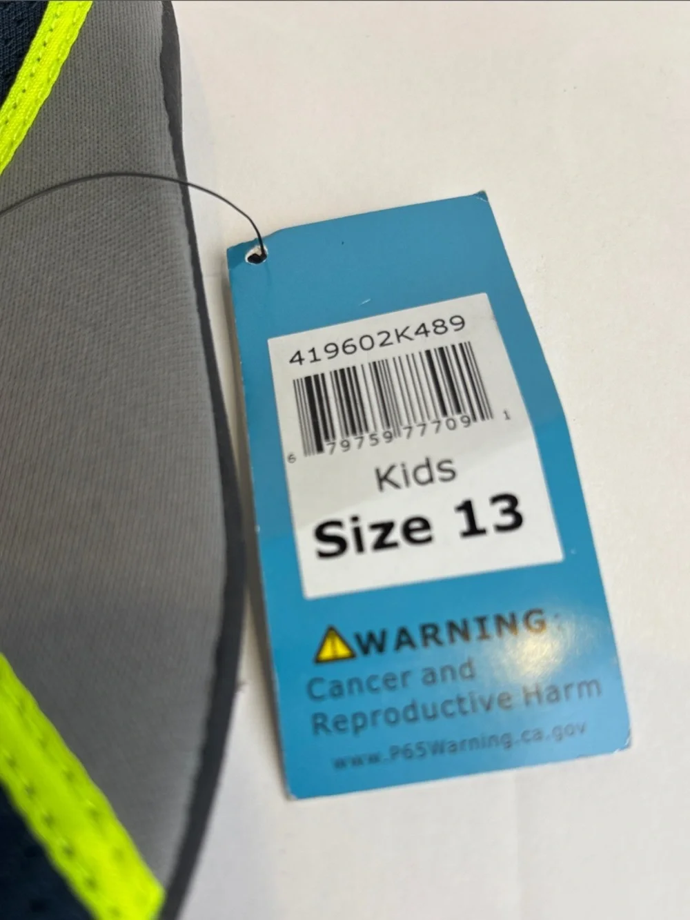 Sun Ray Boys Blue Gray Neon Yellow Water Shoes NWT  size 13